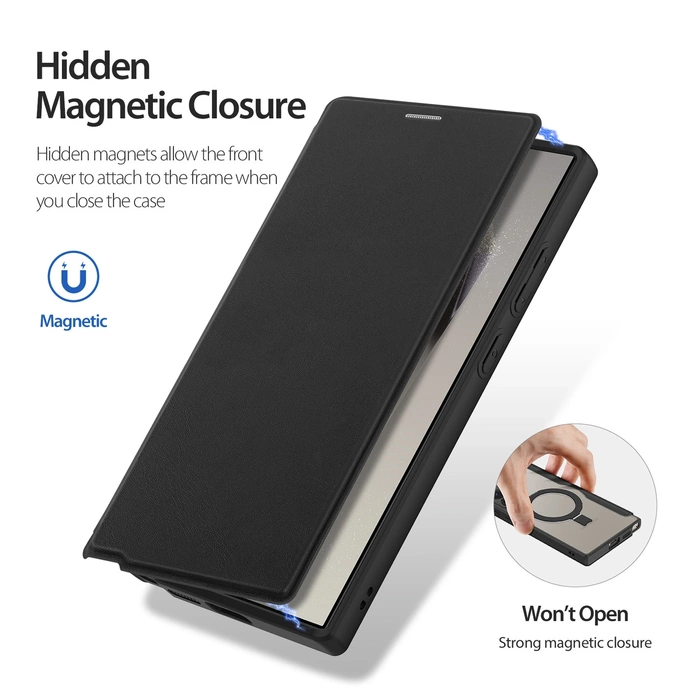 Coque Dux Ducis Skin X Pro avec rabat et anneau magnétique pour Samsung S24 Ultra - noire