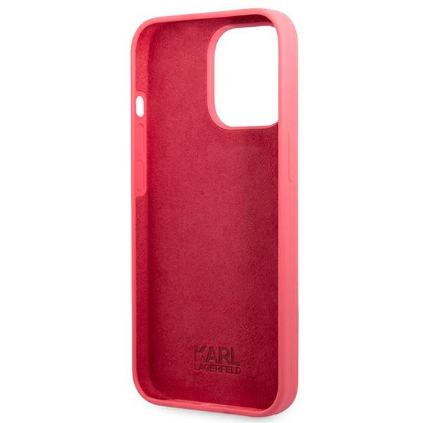 Case KARL LAGERFELD Apple iPhone 13 Pro Max Silicone Plaque Pink Fuchsia Hardcase