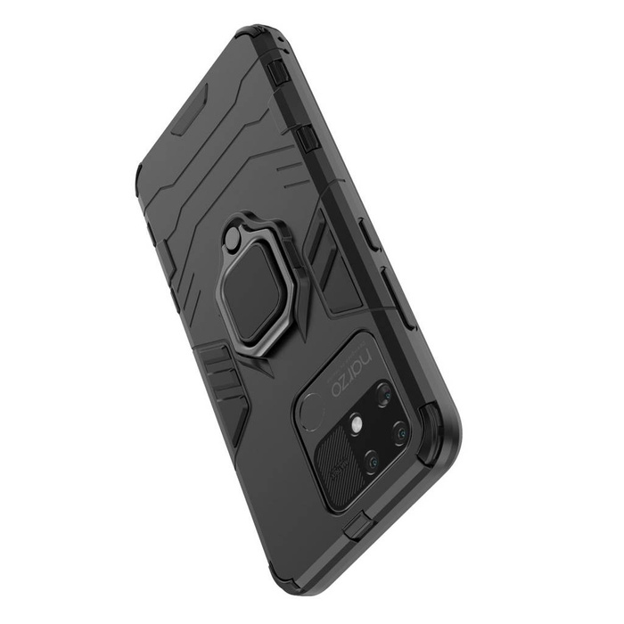 Cover custodia rigida ibrida Ring Armor + supporto magnetico Realme Narzo 50A nero