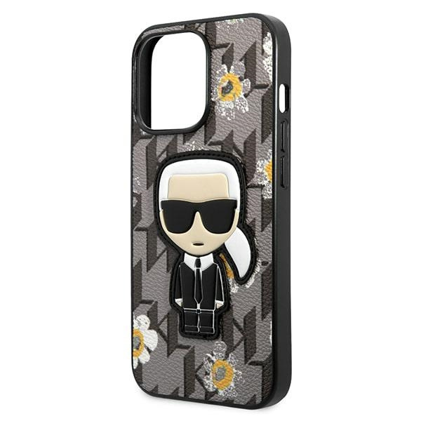 Hülle KARL LAGERFELD Apple iPhone 13 13 Pro Blume Iconik Karl Grau Case
