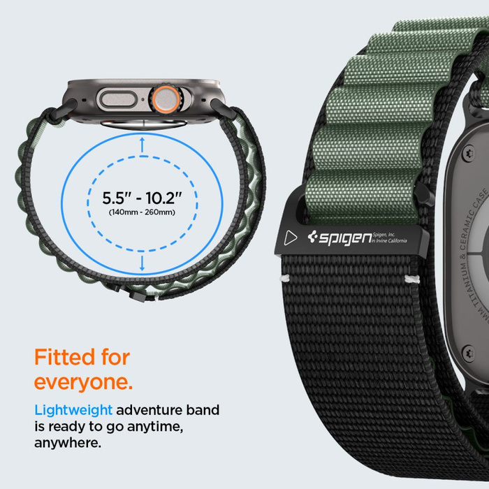 Spigen WBF1 BAND Apple Watch 6 / 7 / 8 / 9 / 10 / SE / ULTRA 1 / 2 (44 / 45 / 46 / 49 MM) SCHWARZ/GRÜN