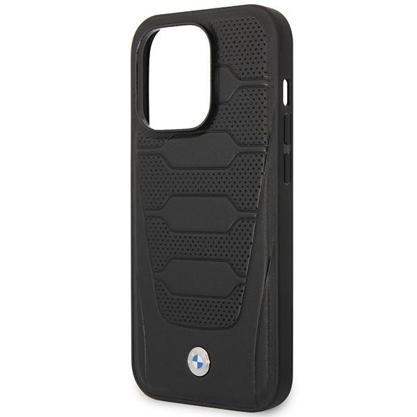 Hülle BMW BMHMP14L22RPSK iPhone 14 Pro 6.1" schwarz/schwarz Ledersitze mit Muster MagSafe