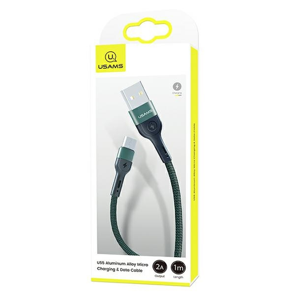 Cable Braided USAMS Micro USB U55 2A 1m SJ450USB02 US-SJ450 Green