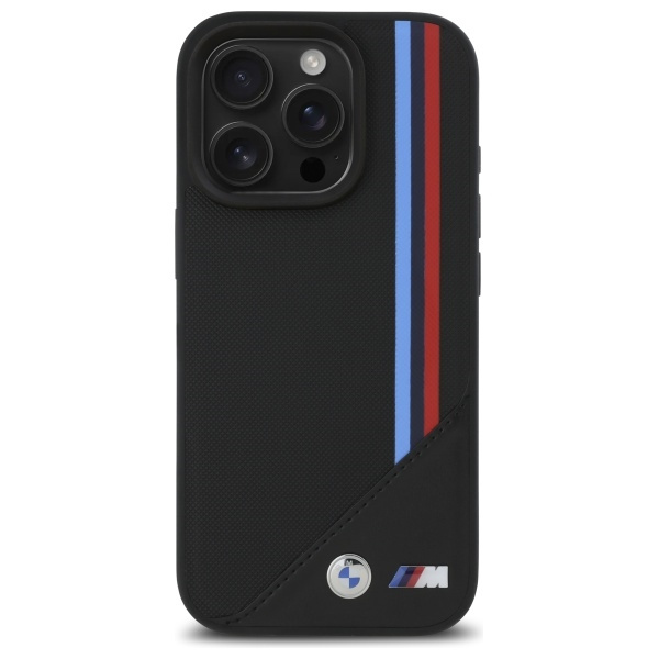 Coque BMW iPhone 16 Pro Max 6.9" noir/noircase M Meshed Tricolor Stripes MagSafe