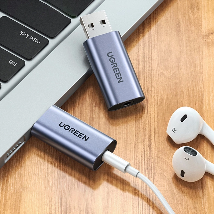UGREEN Adaptador USB a Minijack 3.5mm Audio CM383 Gris