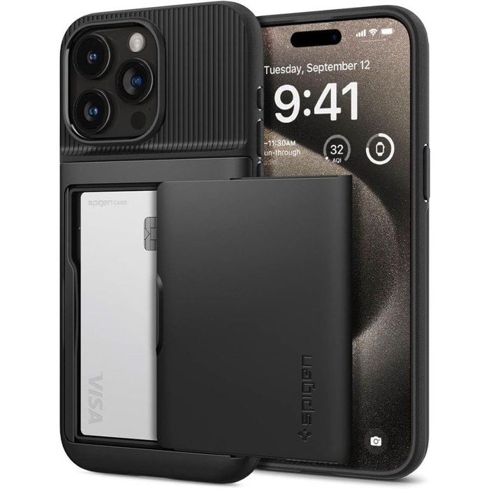Funda iPhone 15 Pro Max Spigen Slim Armor Cs Negro Case