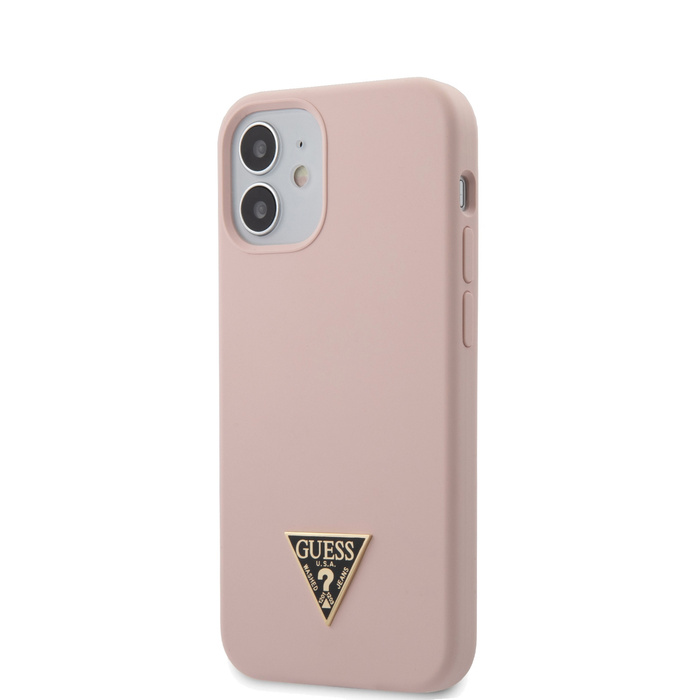 Cover GUESS Apple iPhone 12 Mini 5.4 Silicone Triangle Logo GUHCP12SLSTMLP Rosa Hardcase