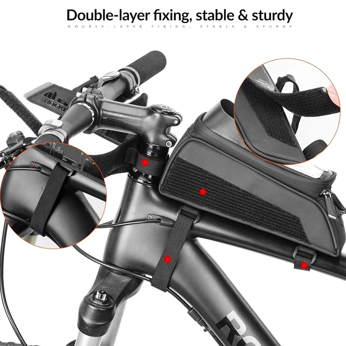 Borsa da bicicletta Rockbros 029-1BK per telaio con copertura per telefono - nera