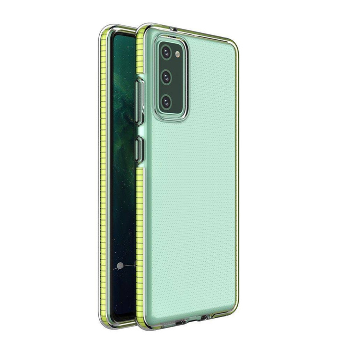 Cover in gel Spring Case con cornice colorata per Samsung Galaxy S21 5G giallo