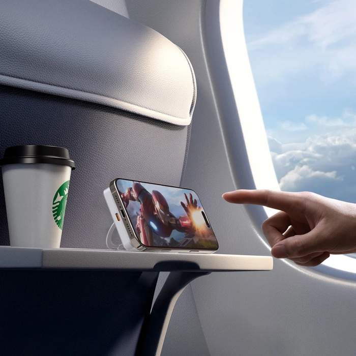 Powerbank Dudao K28 10000mAh PD 22.5W z MagSafe z metalową obudową i pierścieniem-podstawką - szary