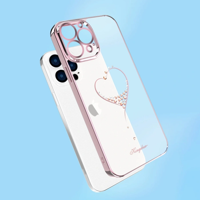Kingxbar Wish Series etui ozdobione oryginalnymi Kryształami Swarovskiego iPhone 13 różowy