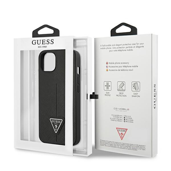 Guess GUHCP14MPSATLK iPhone 14 Plus 6,7" schwarz/schwarz hartcase SaffianoTriangle Logo