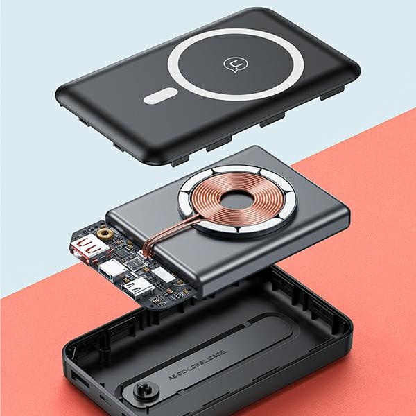 USAMS Powerbank PB64 10000mAh 20W QC3.0+PD Magnetic Wireless Fast Charge black/black 10KCD17301 (US-CD173)