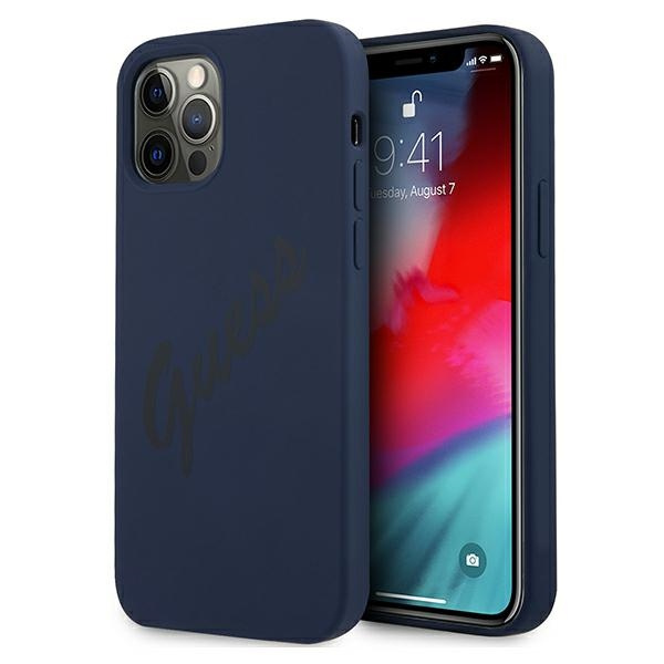 Case GUESS Apple iPhone 12 12 Pro Script Vintage Blue Hardcase