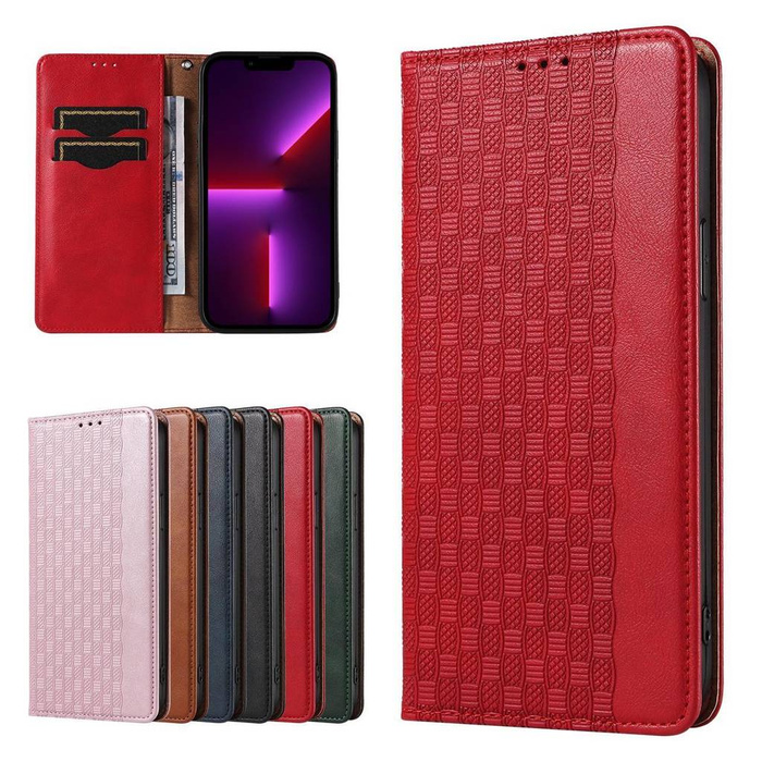 Magnet Strap Case iPhone 14 Pro Hülle mit Flip Wallet Mini Lanyard Ständer Rot