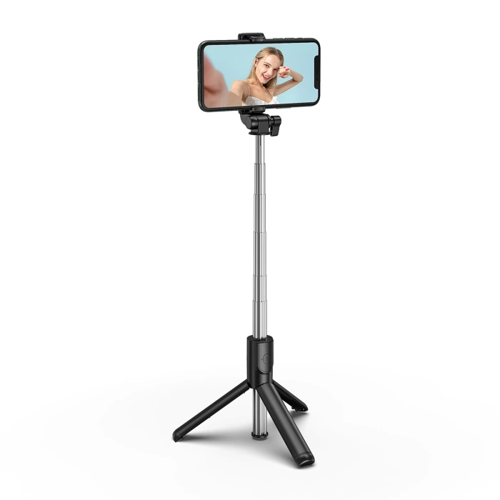 Selfie-Stick WHS1Y Teleskopstativ 1 m mit Telefonhalter – Schwarz