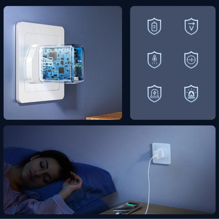 Ładowarka sieciowa Joyroom JR-TCF20 PD 20W (wtyczka UK) z kablem USB-C 1m - biała