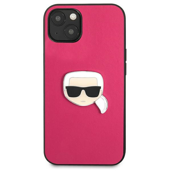 Cover KARL LAGERFELD Apple iPhone 13 Mini Pelle Iconic Karl's Head Metal Pink Hardcase