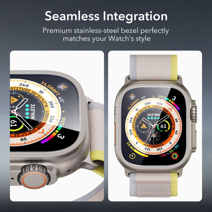 Tempered Glass ESR ArmorITE TEMPERED GLASS 2-PACK Apple Watch ULTRA 1 / 2 / 3 (49 MM) TITANIUM