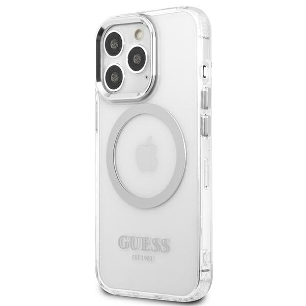 Hülle GUESS Apple iPhone 13 Pro Max Metal Outline MagSafe Silber Hartcase