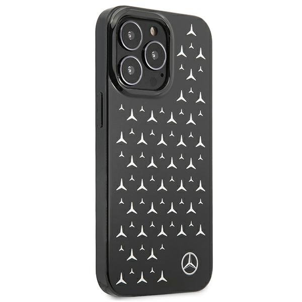 Pouzdro MERCEDES Apple iPhone 13 Pro Silver Stars Pattern Black Hardcase