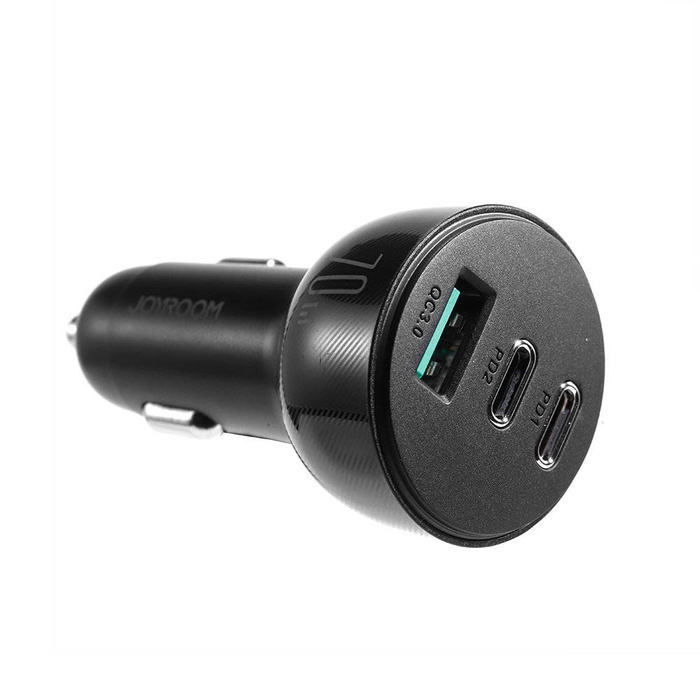 Chargeur voiture Joyroom 70W avec 3 ports : USB, 2 x USB C noir (JR-CL26)