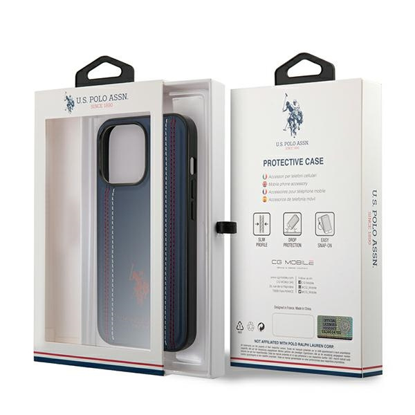 US Polo USHCP14LPFAV iPhone 14 Pro 6.1" navy/navy blue Leather Stitch