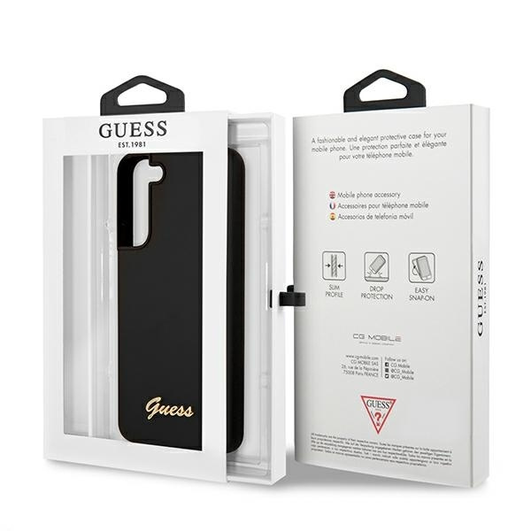 Funda GUESS Samsung Galaxy S22 Plus Silicone Script Metal Logo Black Hardcase