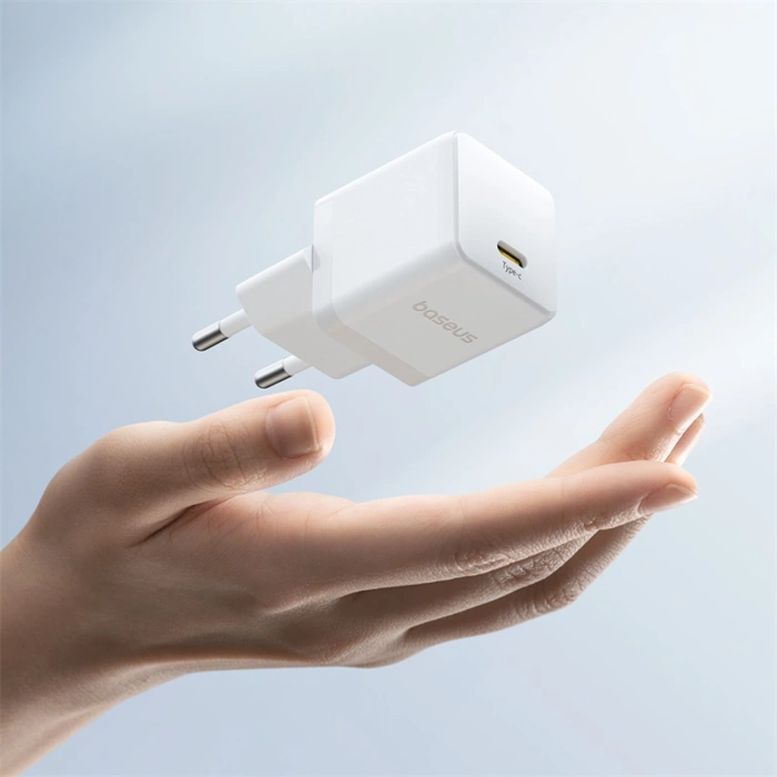 Baseus Palm 1C 20W Wandladegerät (mit Baseus Mini White USB-C 60W (20V/3A) 1m Kabel) - Weiß
