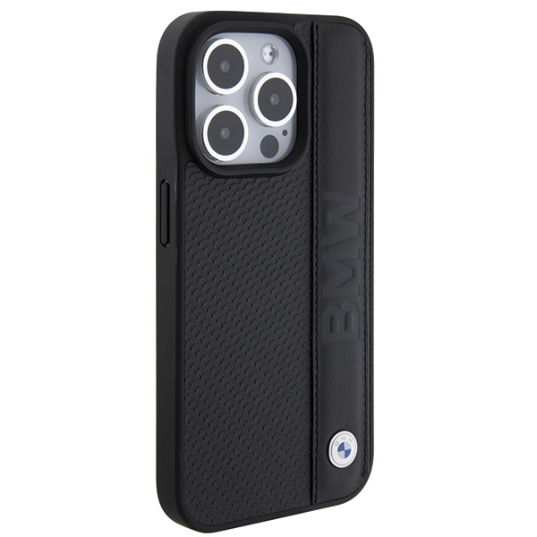 Funda Bmw Bmhcp15l22rdpk IPhone 15 Pro 6.1" Negro/Negro Durocase Cuero Texturado y Rayas Case