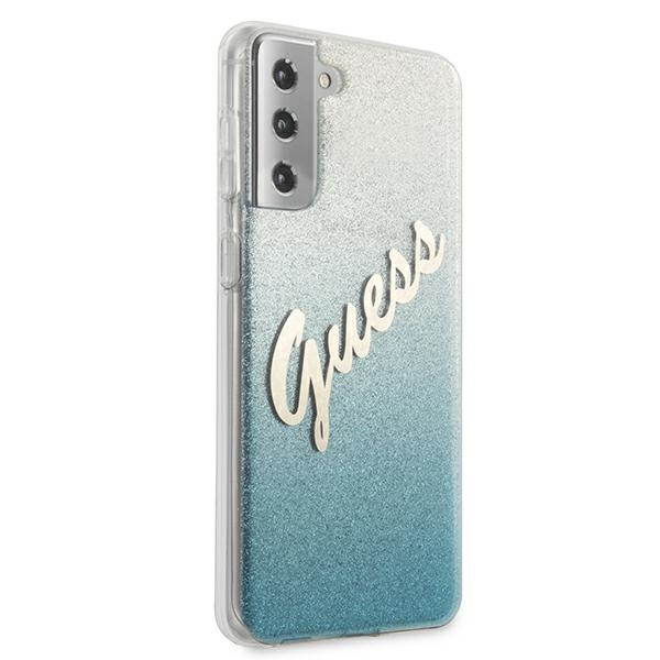 Case GUESS Samsung Galaxy S21 Plus Glitter Gradient Script Blue Hardcase