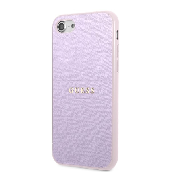 Hülle Guess Guhci8psasbpu iPhone 7/8 / Se 2020 / Se 2022 Hardcase Lila/lila Saffiano Hot Stamp &amp; Metall Logo Case