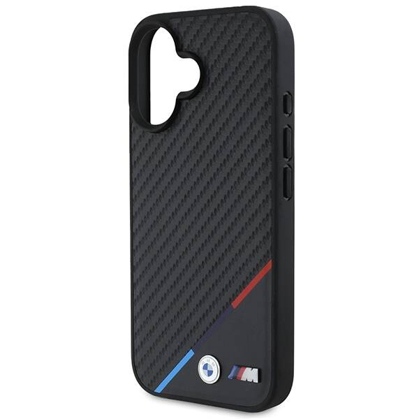 Cover BMW iPhone 16 Plus 6,7" nero/nero durocase Carbon Tricolor Line MagSafe
