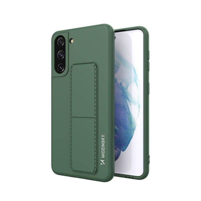 Wozinsky Kickstand Case Funda de silicona con soporte para Samsung Galaxy S21 + 5G verde oscuro