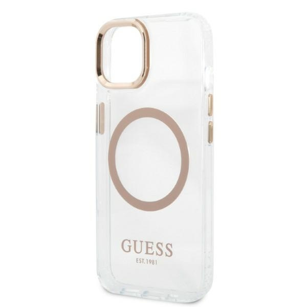Case GUESS Apple iPhone 13 Metal Outline MagSafe Gold Hardcase