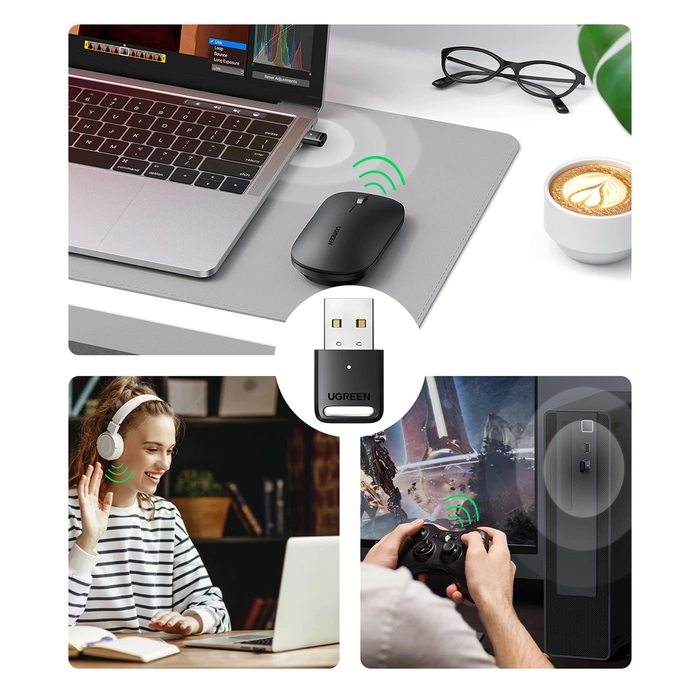 USB adapter UGREEN CM390 Bluetooth 5.0 for PC (black)
