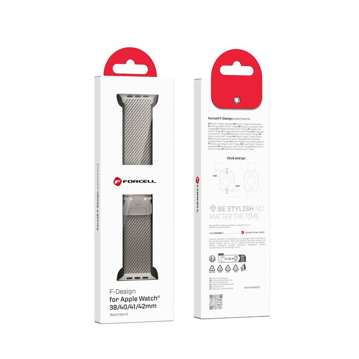Pasek do Apple Watch Forcell F-Design FA11 zatrzask stal 38 / 40 / 41 mm srebrny