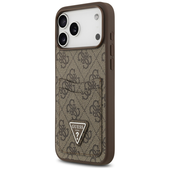 Etui Guess 4G Double Card Triangle do    iPhone 17 Pro Max brązowy