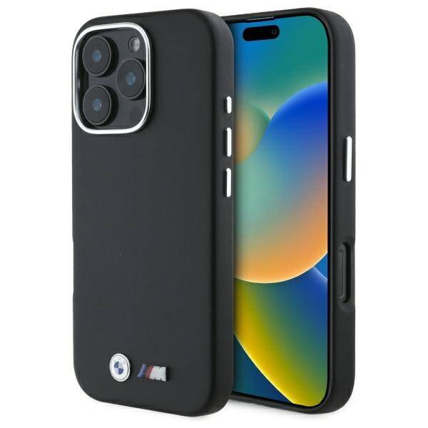 Cover BMW iPhone 16 Pro Max nero/nero durocase M Smooth Full Wrapped Metal