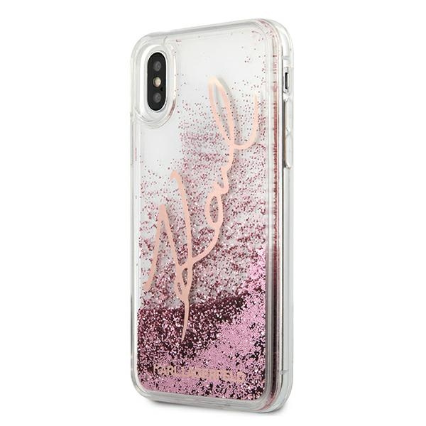 Case KARL LAGERFELD Apple iPhone X Xs Glitter Signature Pink Gold Case