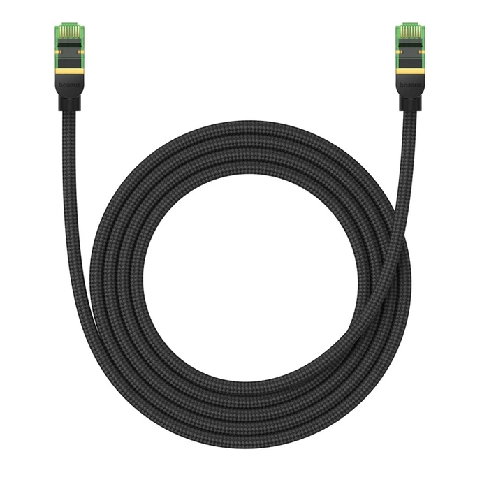 Kabel sieciowy w oplocie kat. 8 Baseus Ethernet RJ45, 40Gbps, 2m (czarny)