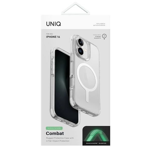 Etui UNIQ Combat iPhone 16 6.1" Magclick Charging biały/lume white
