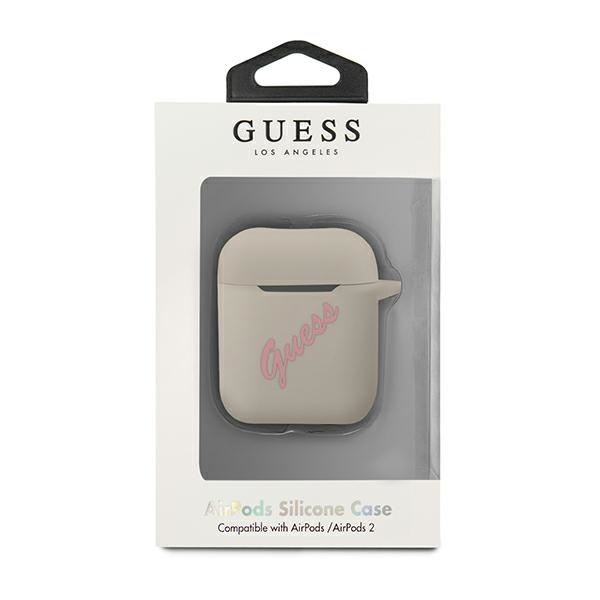 GUESS Case Silicone Cover Apple AirPods GUACA2LSVSGP Vintage Gray Pink Case