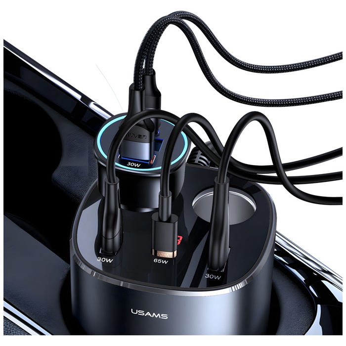 USAMS Car Splitter 2xUSB-A / 1xUSB-C C28 245W grau / grau CC151TC01 (US-CC151)