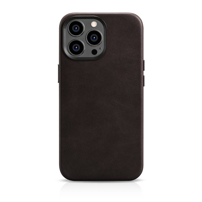 iCarer Oil Wax Premium Leather Case Étui en cuir pour iPhone 14 Pro Max magnétique avec MagSafe marron (WMI14220704-BN)