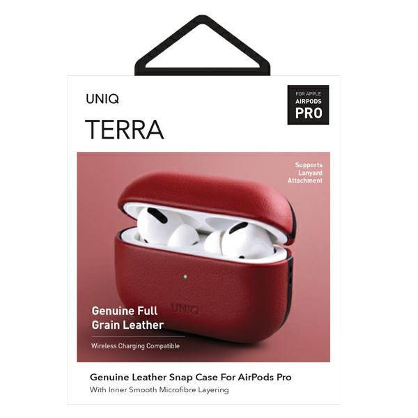 Uniq pouzdro Terra AirPods Pro Genuine Leather červená / červená