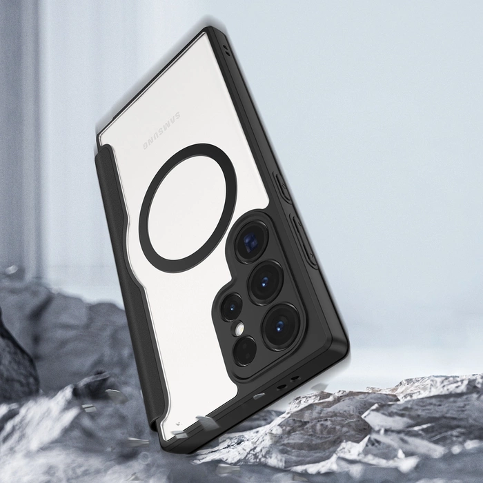 Dux Ducis Skin X Pro Hülle für Samsung S24 Ultra mit Magnetring und Klappe – Schwarz