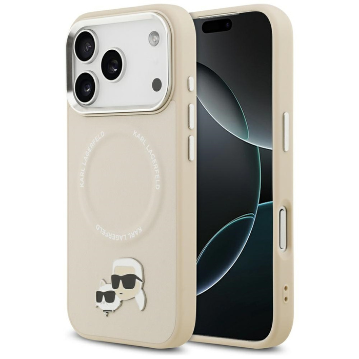 Etui Karl Lagerfeld Karl & Choupette     Pins MagSafe do iPhone 17 Pro Max beżowy