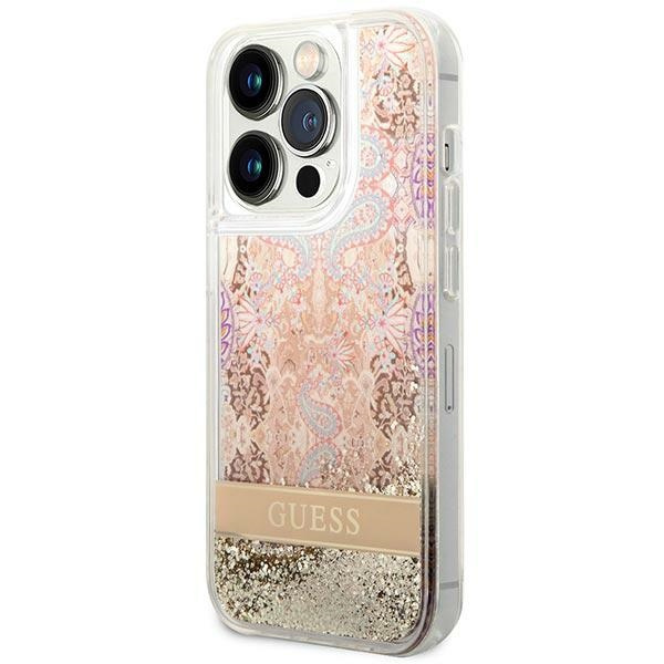 Case Guess GUHCP14XLFLSD iPhone 14 Pro Max 6.7" gold/gold hardcase Paisley Liquid Glitter