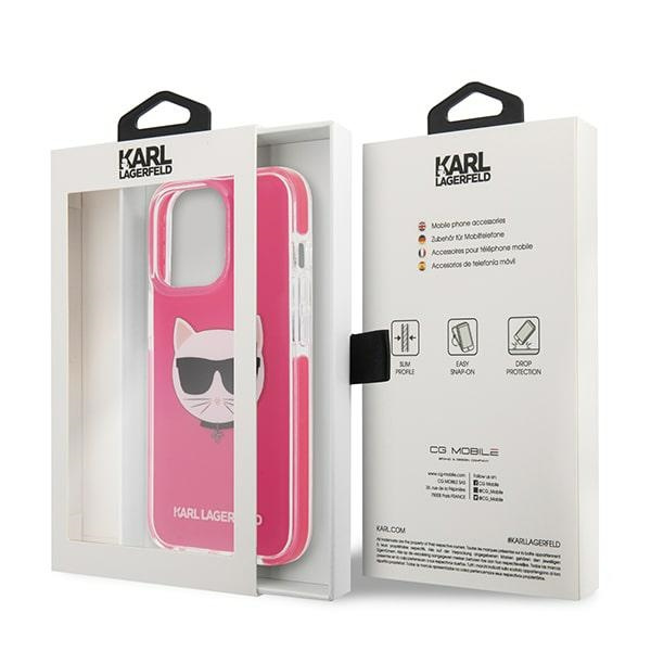 Hülle KARL LAGERFELD Apple iPhone 13 Pro Max Choupette Kopf Fuchsia Rosa Hartcase